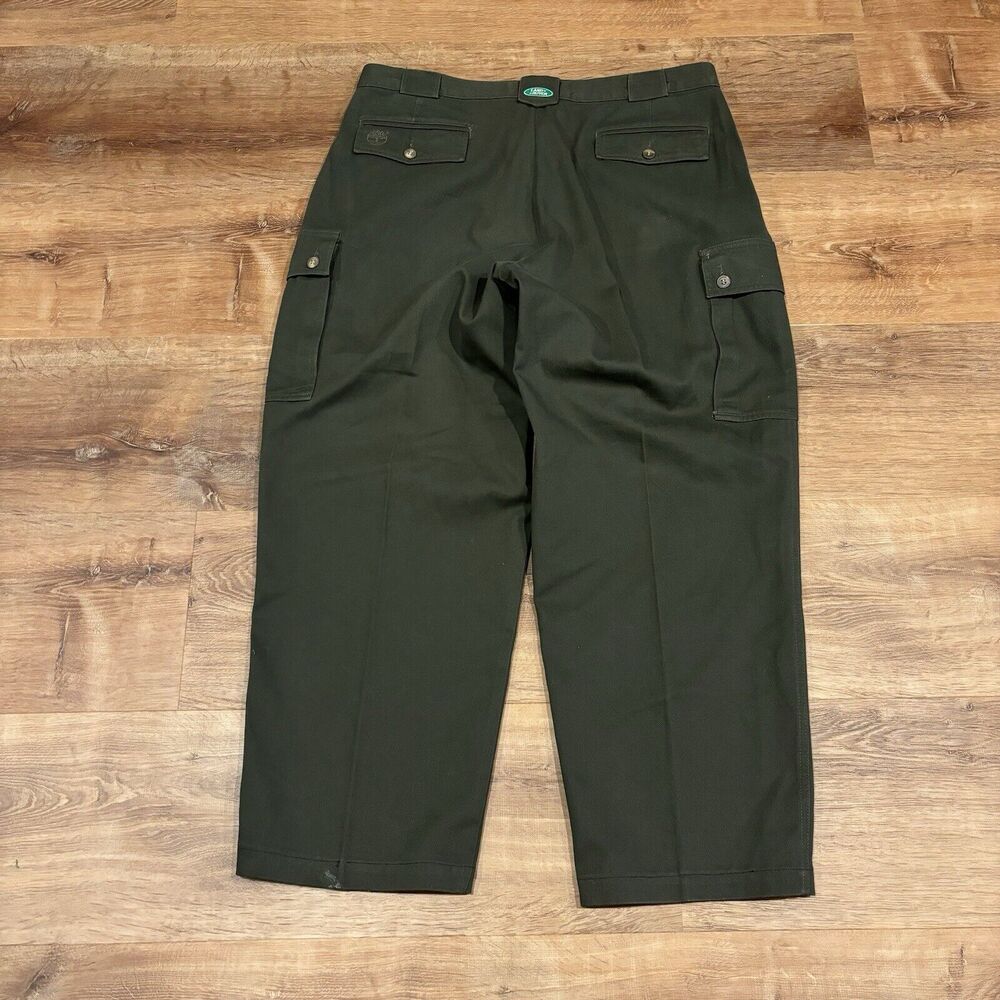 Vintage 90s Timberland Land Rover Cargo Pants Mens 38x29 Green Twill Khaki Chino